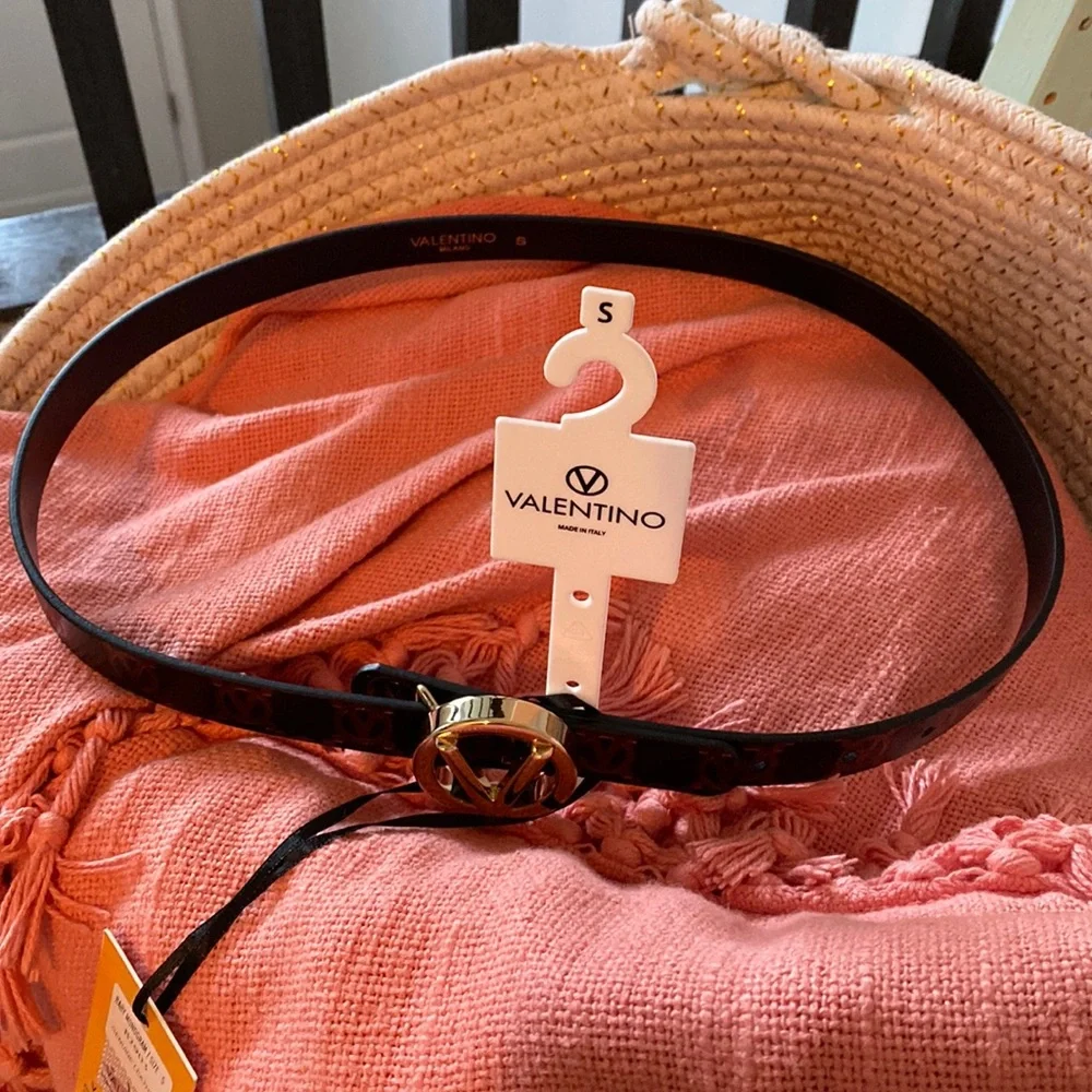 NWT VALENTINO BY MARIO VALENTINO Baby Monogram Logo Leather Belt - Picture 6 of 11